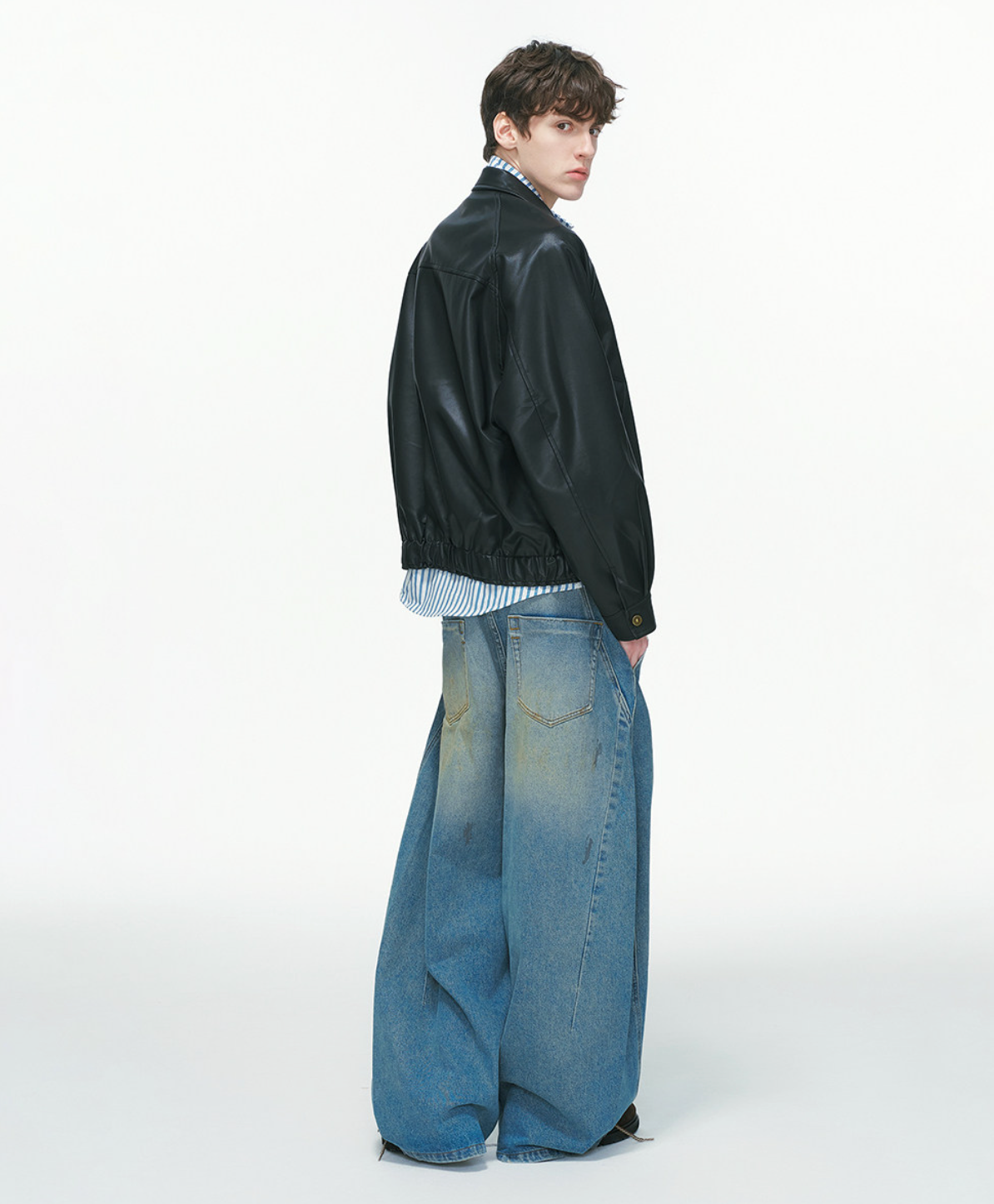 クリーンフィット ダブルジップ レザーライダース　N6350