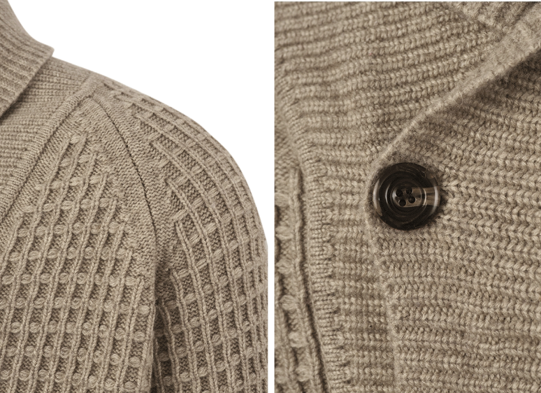 ショールカラーウール混 ワッフルカーディガン　N6352