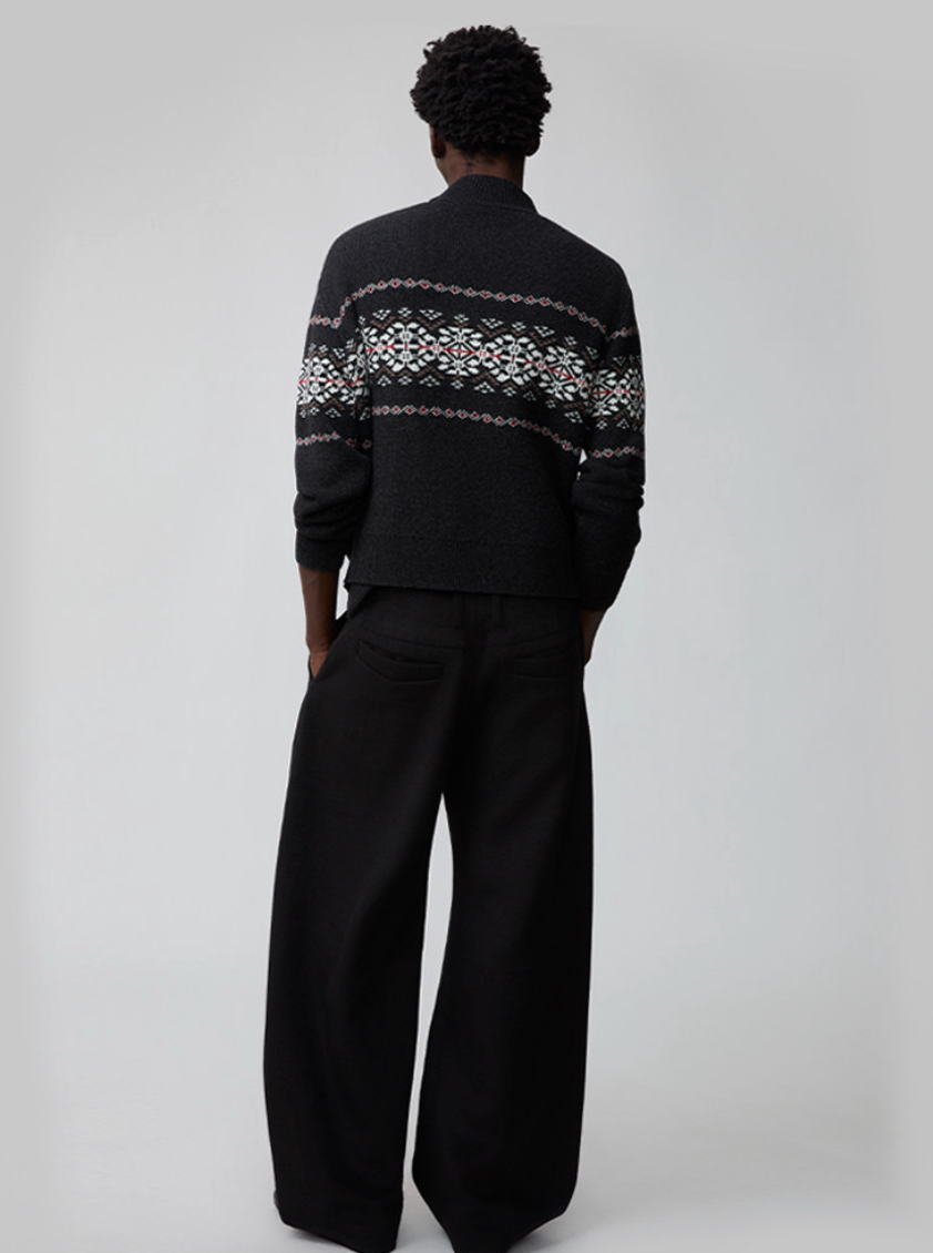 オーストラリアウール フェアアイル柄 ジップニット　N6355