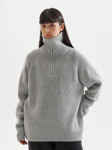 ハーフジップ ハイネック レトロニットプルオーバー N6371