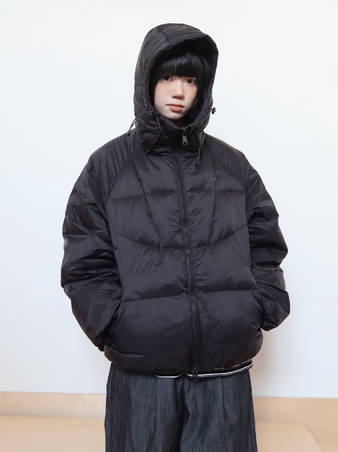 ダブルカフス仕様 90％ダックダウン フーデッドコート N6377