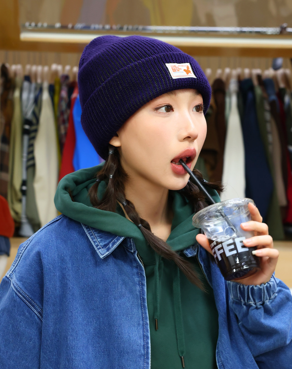 ミニラベル リブ編み ニットワッチキャップ　N6367