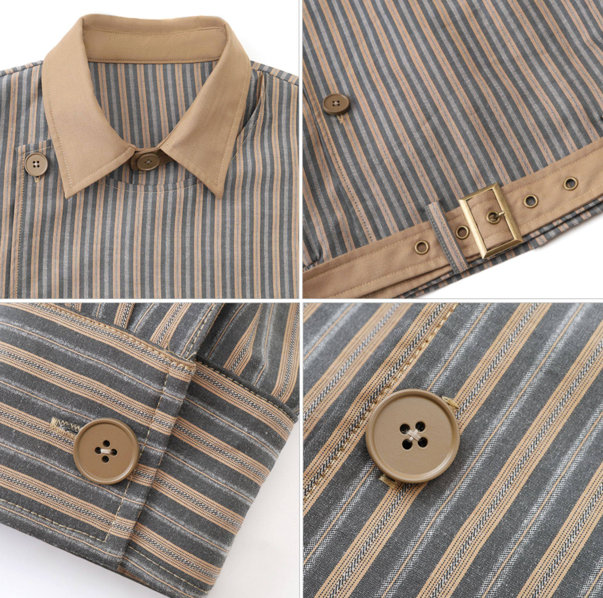 ストライプ解構 スタンドカラー ボタンジャケット N6390