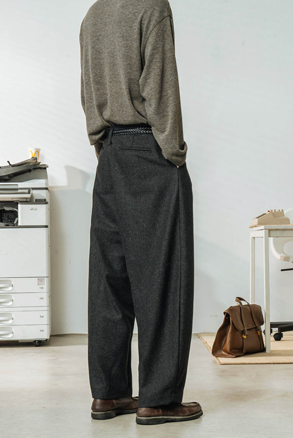 ウール混 ツイードカーブパンツ ルーズフィット N6399