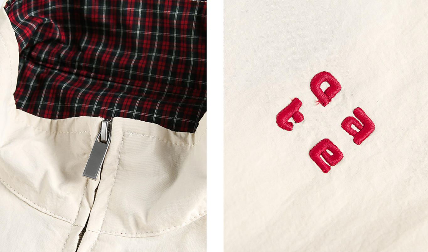 チェック柄 レタード刺繍 スポーツジャケット N6489