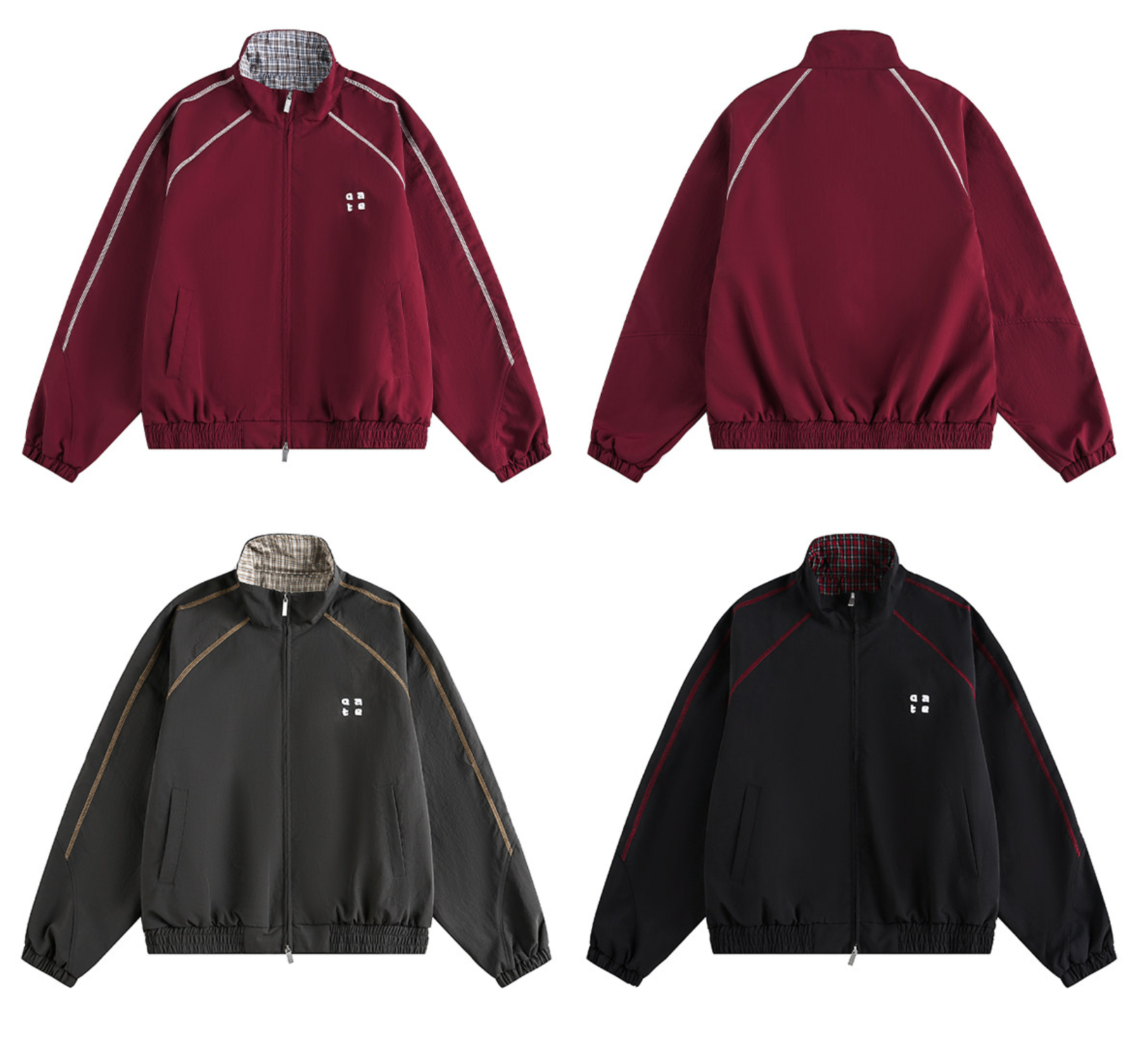 チェック柄 レタード刺繍 スポーツジャケット N6489