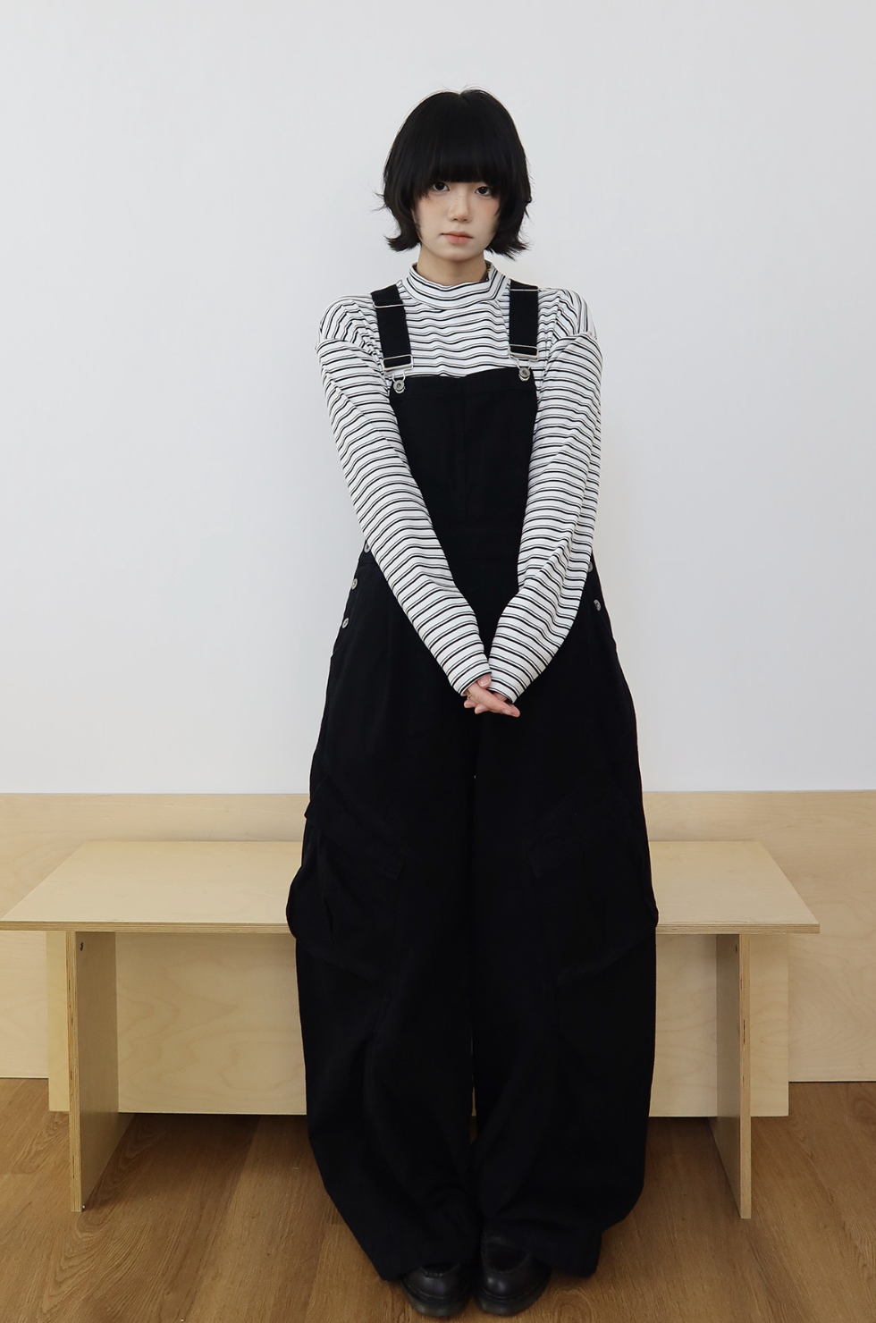 ウォッシュド デニム オーバーオール ワークパンツ　N6495