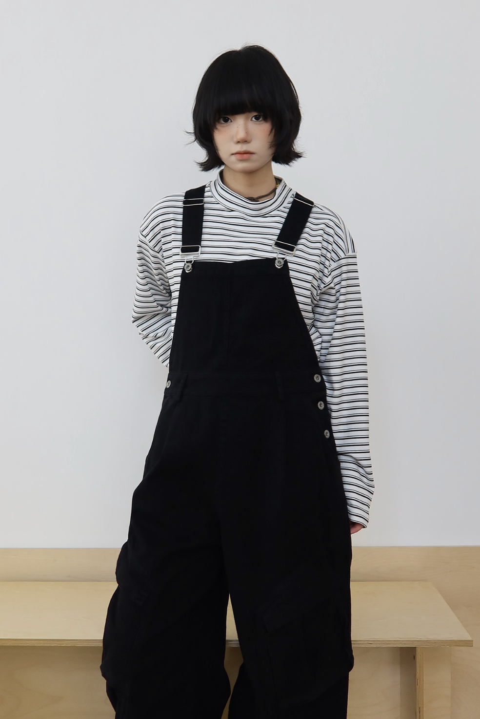 ウォッシュド デニム オーバーオール ワークパンツ　N6495