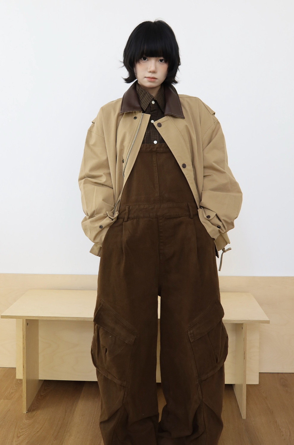 コントラストレザー襟 バーンジャケット　N6496