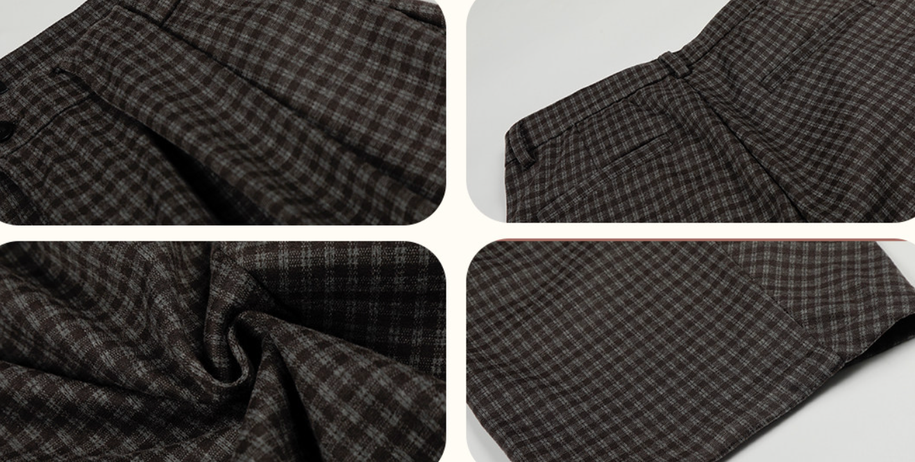 ヴィンテージ起毛チェック カーブパンツ　N6497