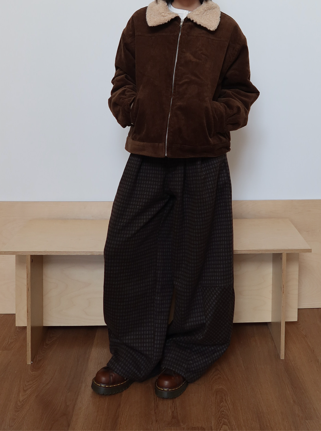 ヴィンテージ起毛チェック カーブパンツ　N6497