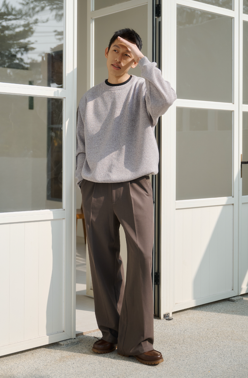 リネンブレンド ニットスウェット クルーネック　N6525