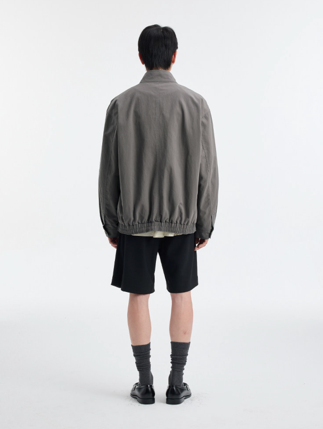 ウォッシュド 立ち襟ショート ライダースジャケット　N6528