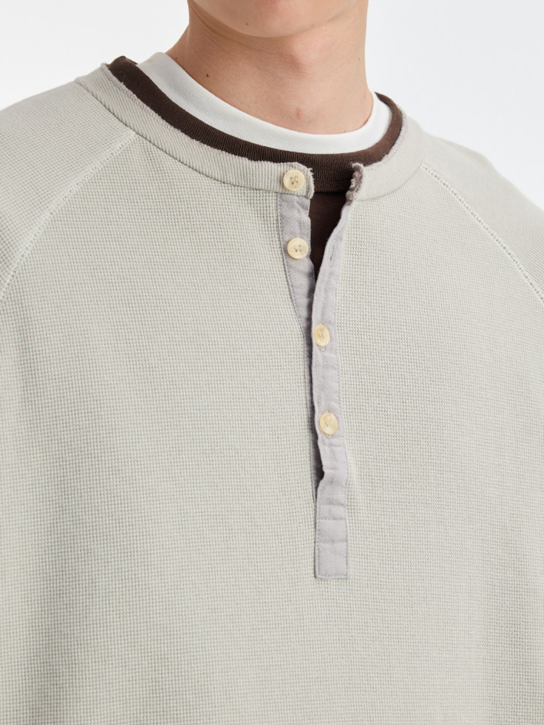 ヘンプワッフル ヘンリーネック ロングスリーブ　N6529