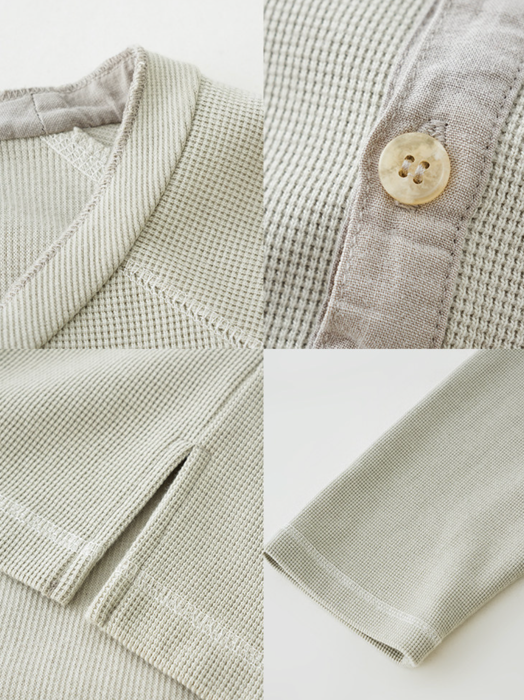 ヘンプワッフル ヘンリーネック ロングスリーブ　N6529