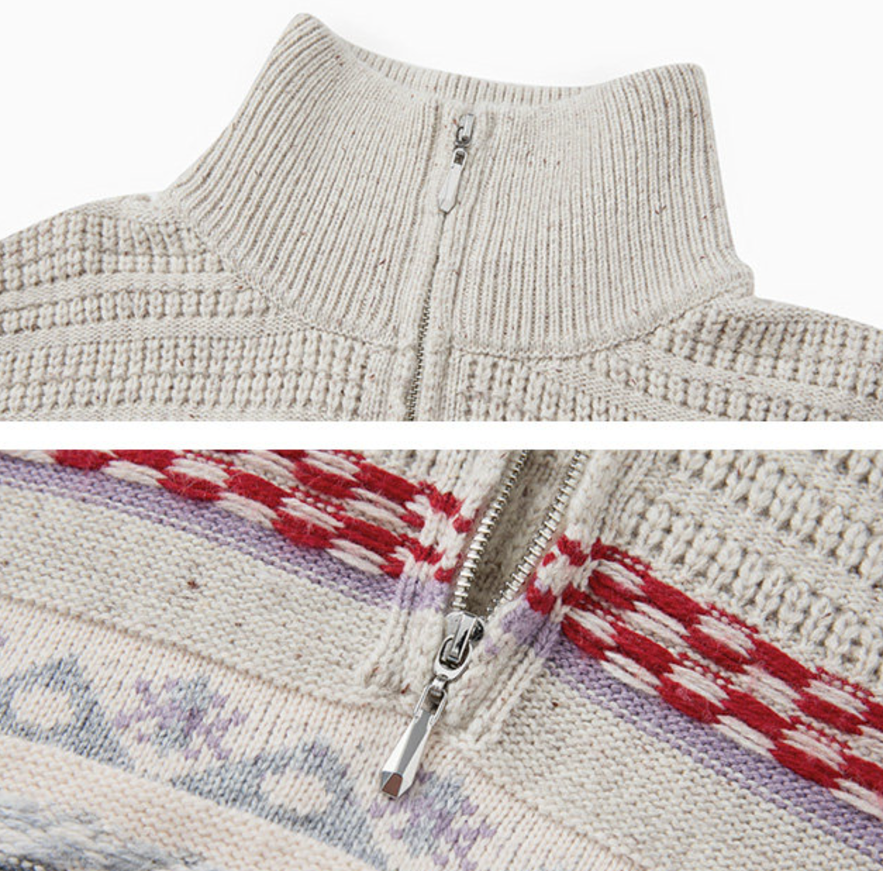 フェアアイル柄 ハーフジップ ハイネックニット N6555