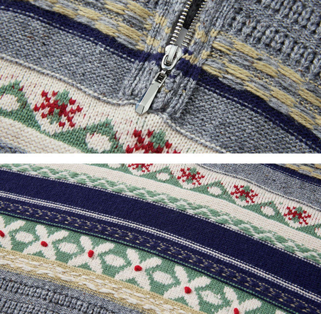 フェアアイル柄 ハーフジップ ハイネックニット N6555