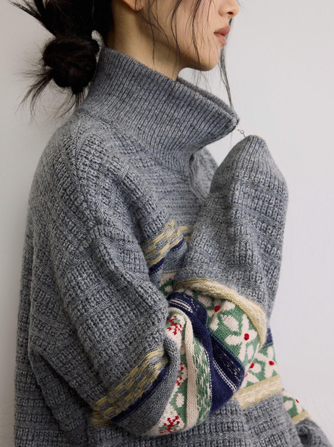 フェアアイル柄 ハーフジップ ハイネックニット N6555