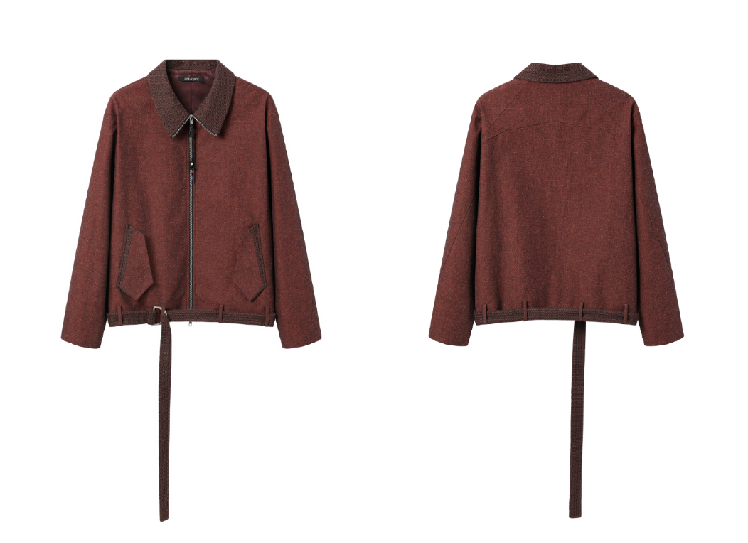 リネン×ピマコットン 民族タッセル ベルトジャケット N6563