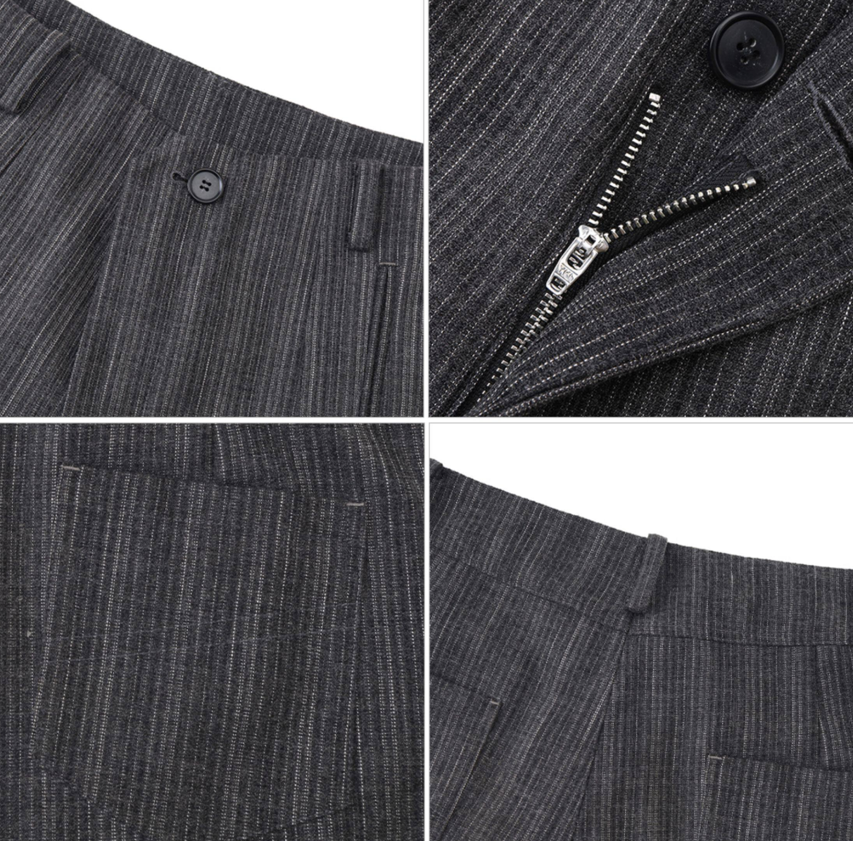 チャコールピンストライプ ドレープワイドスラックス　N6610