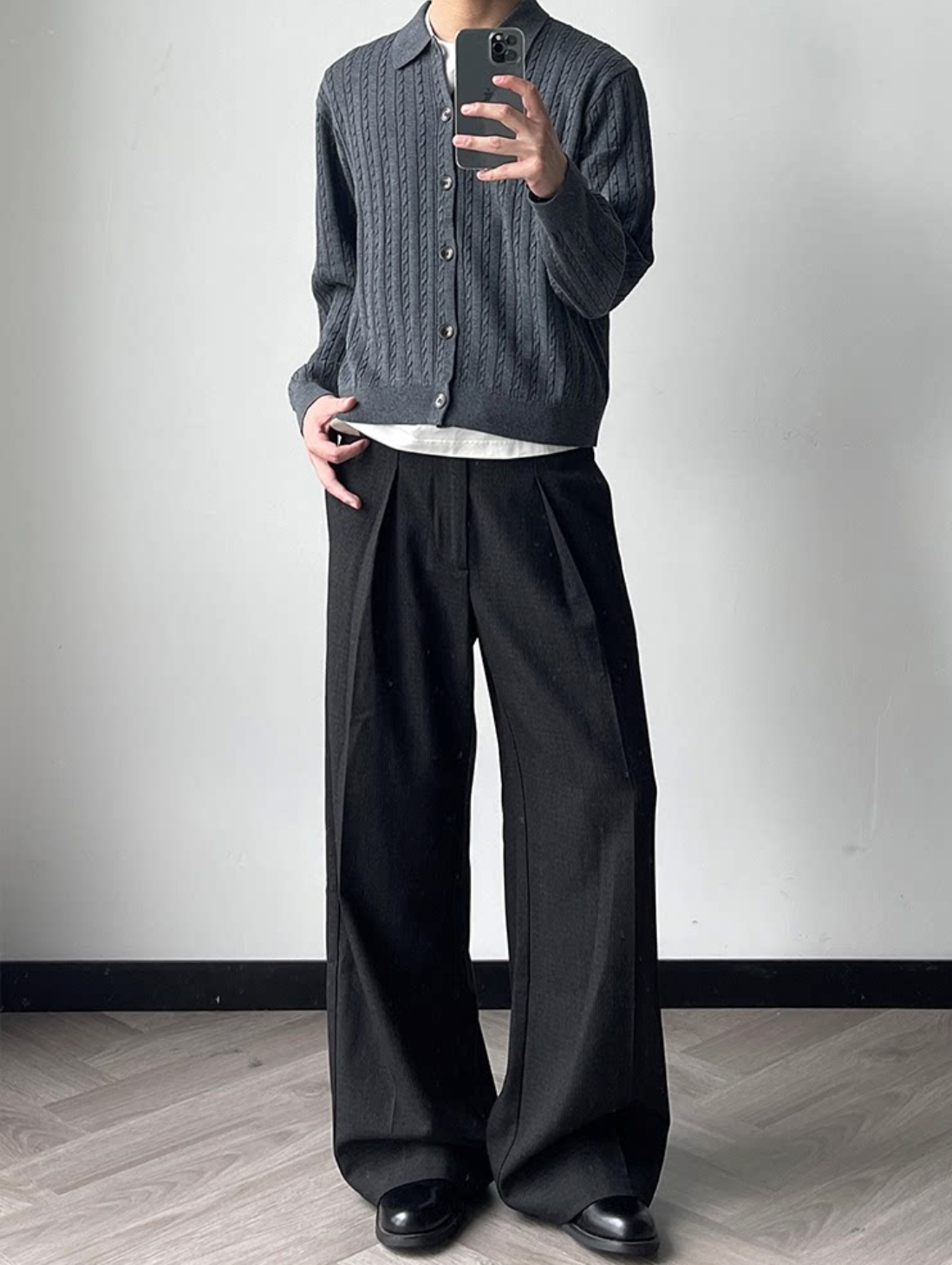 ファインストライプ ケーブル コットンカーディガン N6626