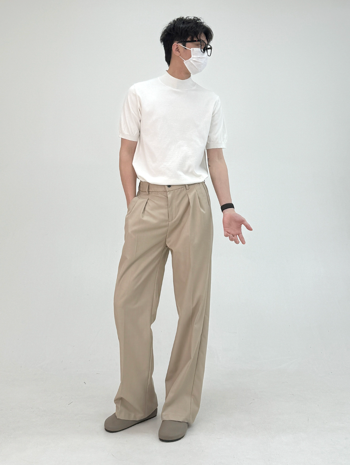 モックネック ショートニットT　N6649