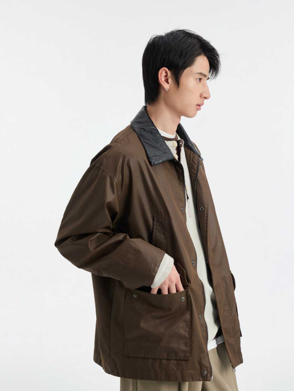 ヴィンテージレザー襟 ワークブルゾン N6669