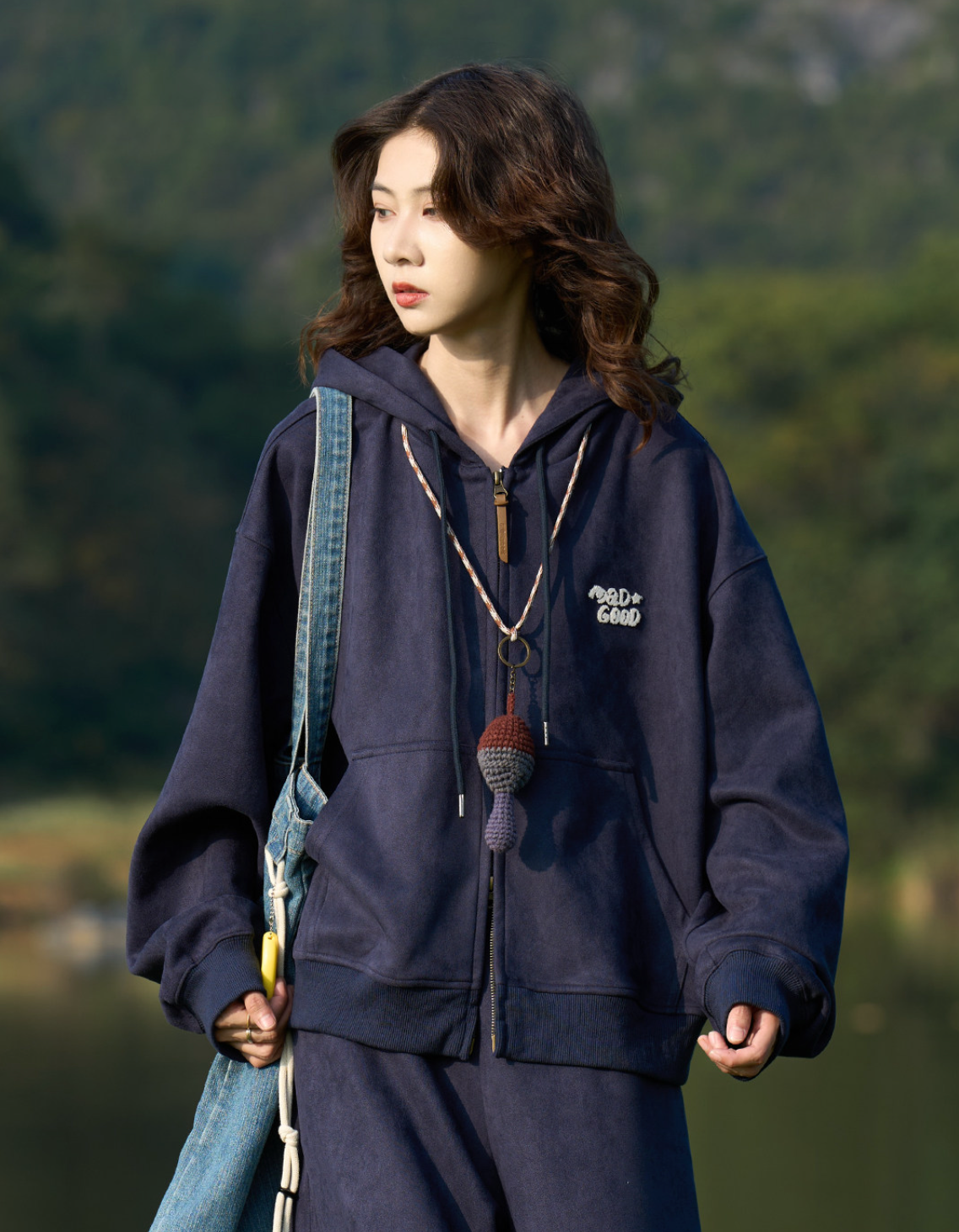 スエードタッチ ジップフーディー/スウェットパンツ N6676