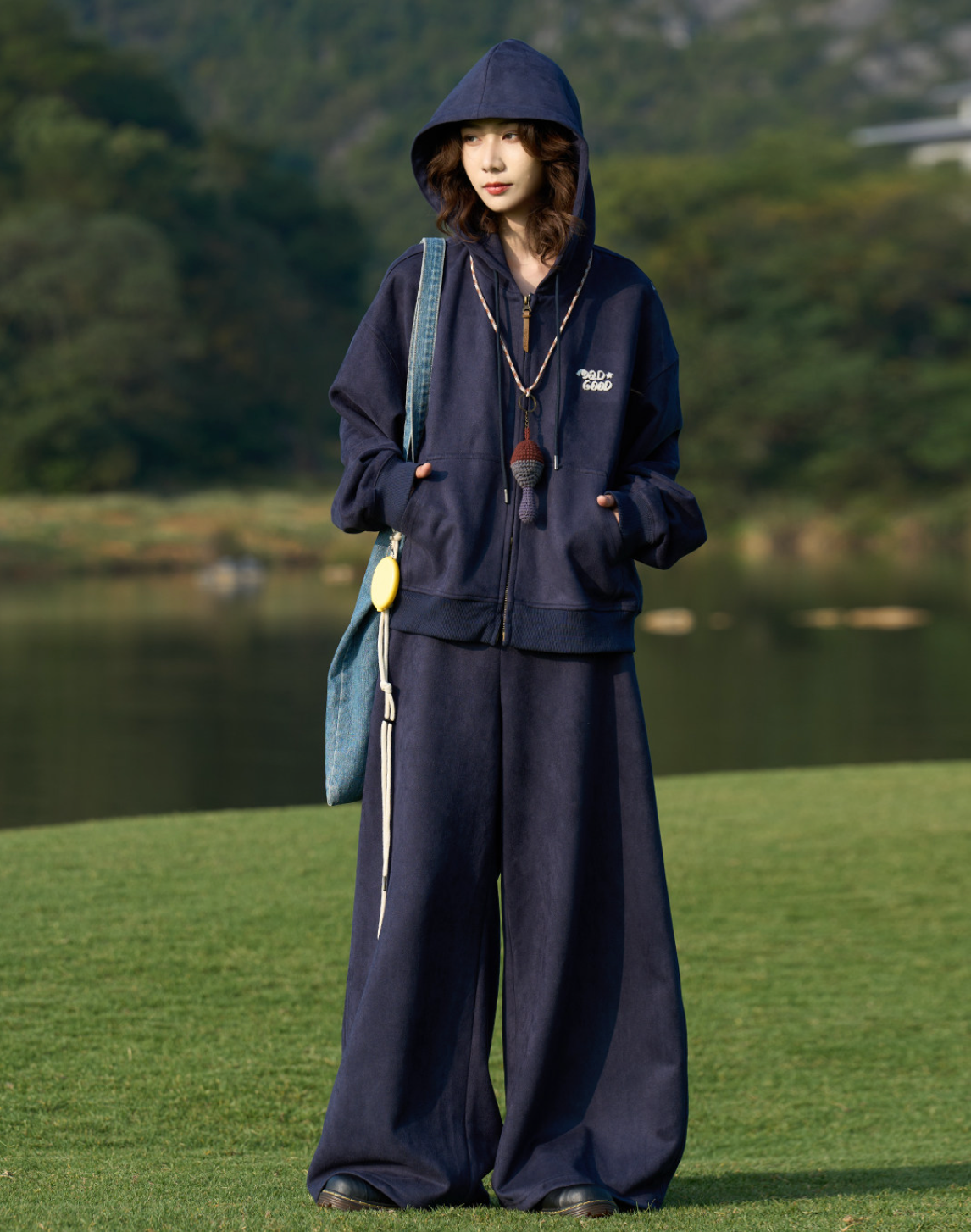 スエードタッチ ジップフーディー/スウェットパンツ N6676