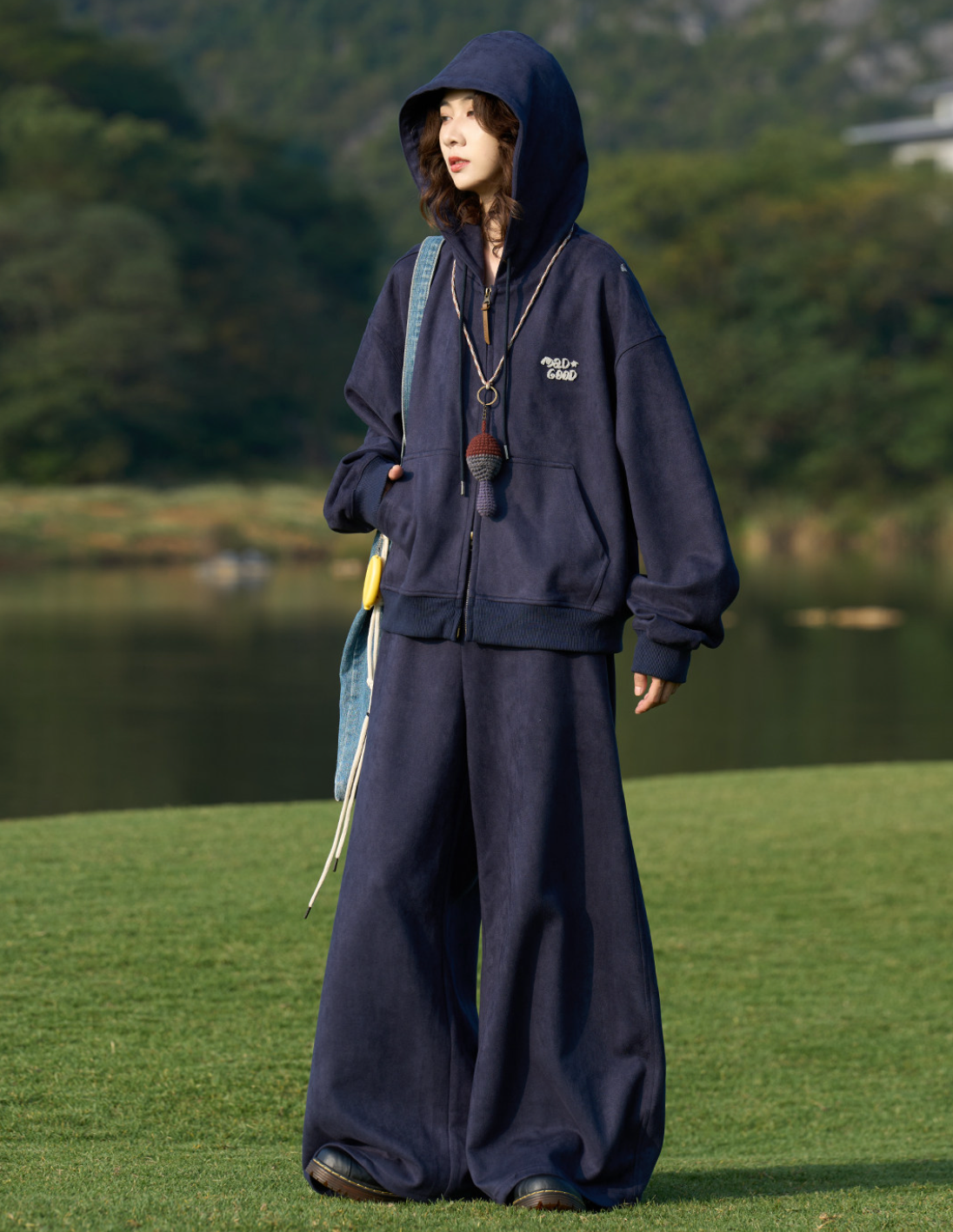 スエードタッチ ジップフーディー/スウェットパンツ N6676