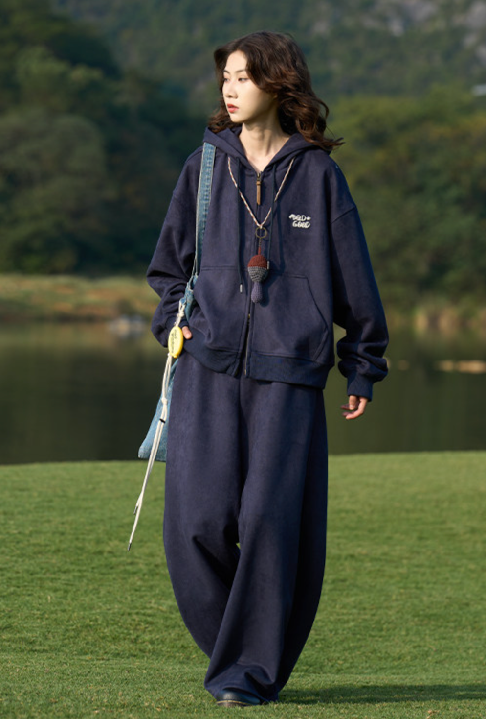 スエードタッチ ジップフーディー/スウェットパンツ N6676