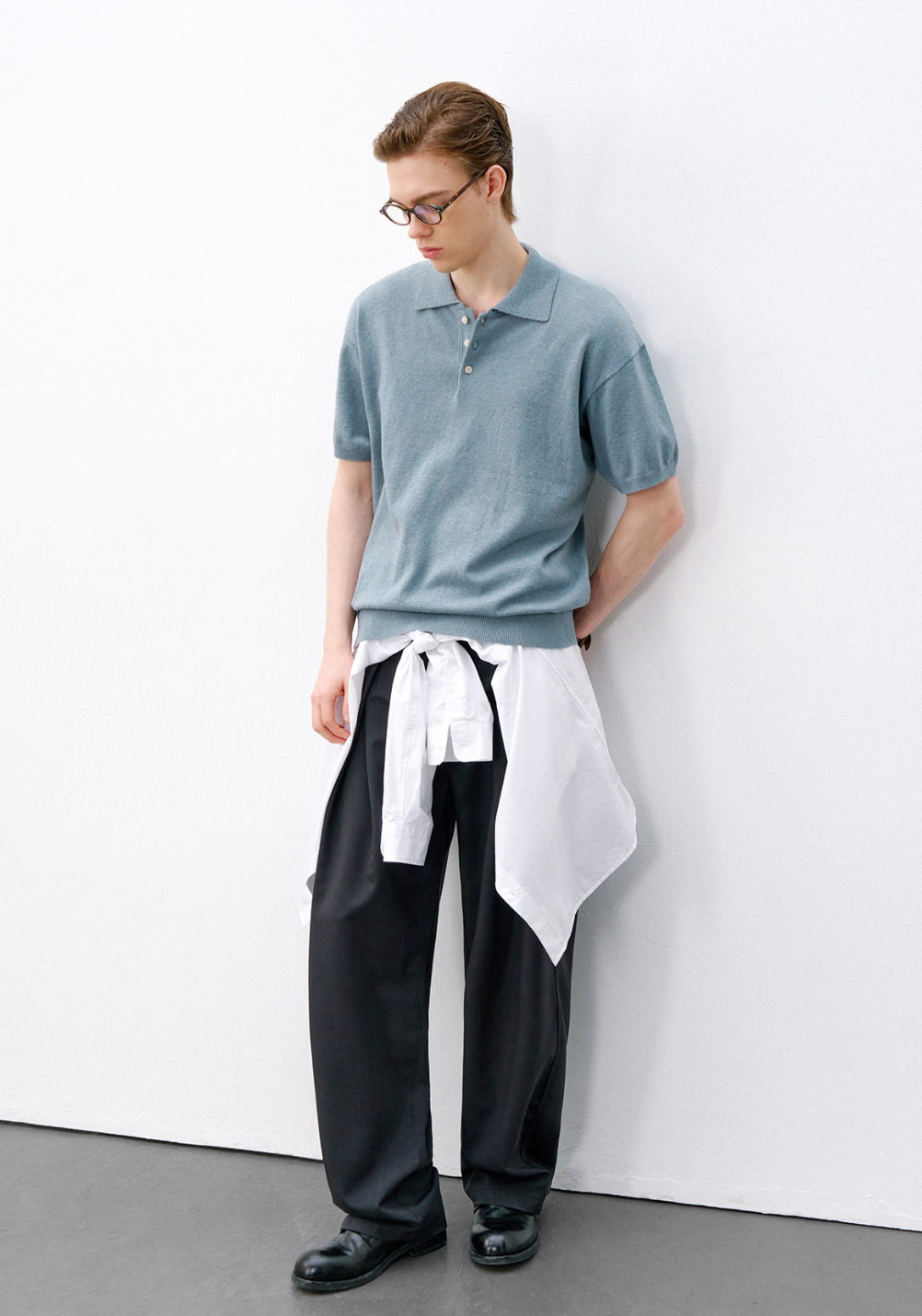 カシミヤコットン ニットポロシャツ N6734