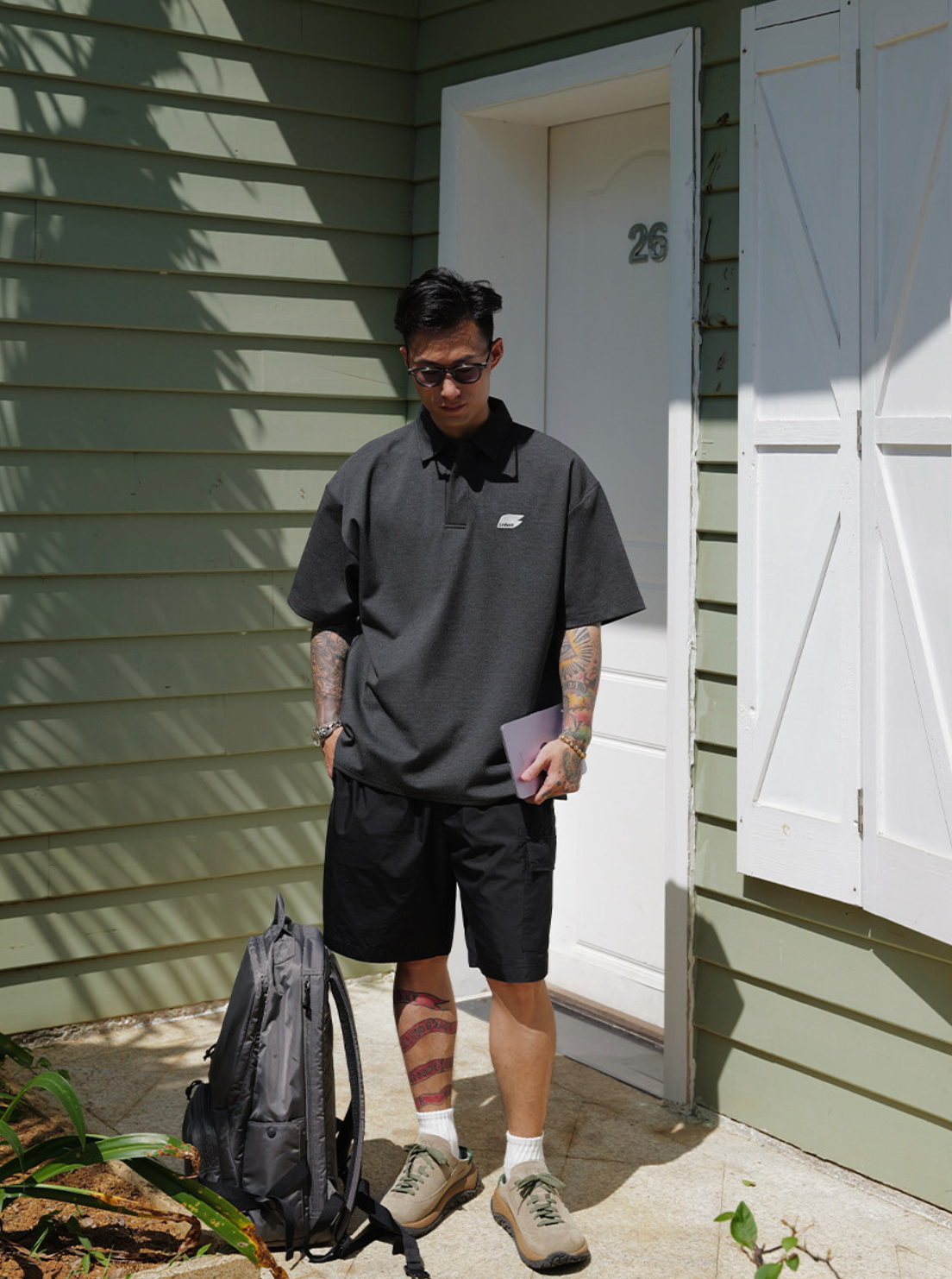 ローマ布混紡 刺繍ロゴ ポロシャツ N6763