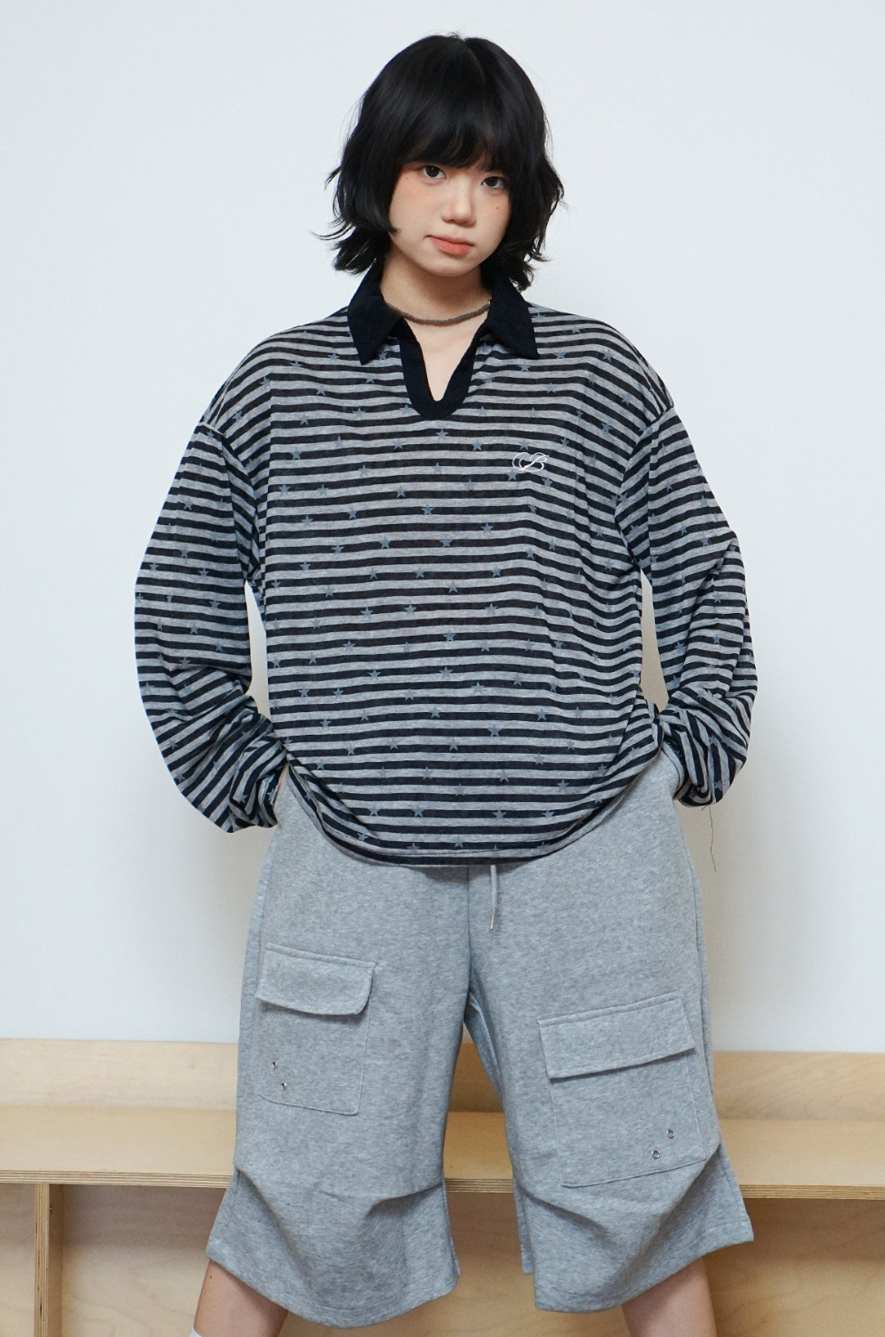 コントラストストライプ POLOロンT  N6777