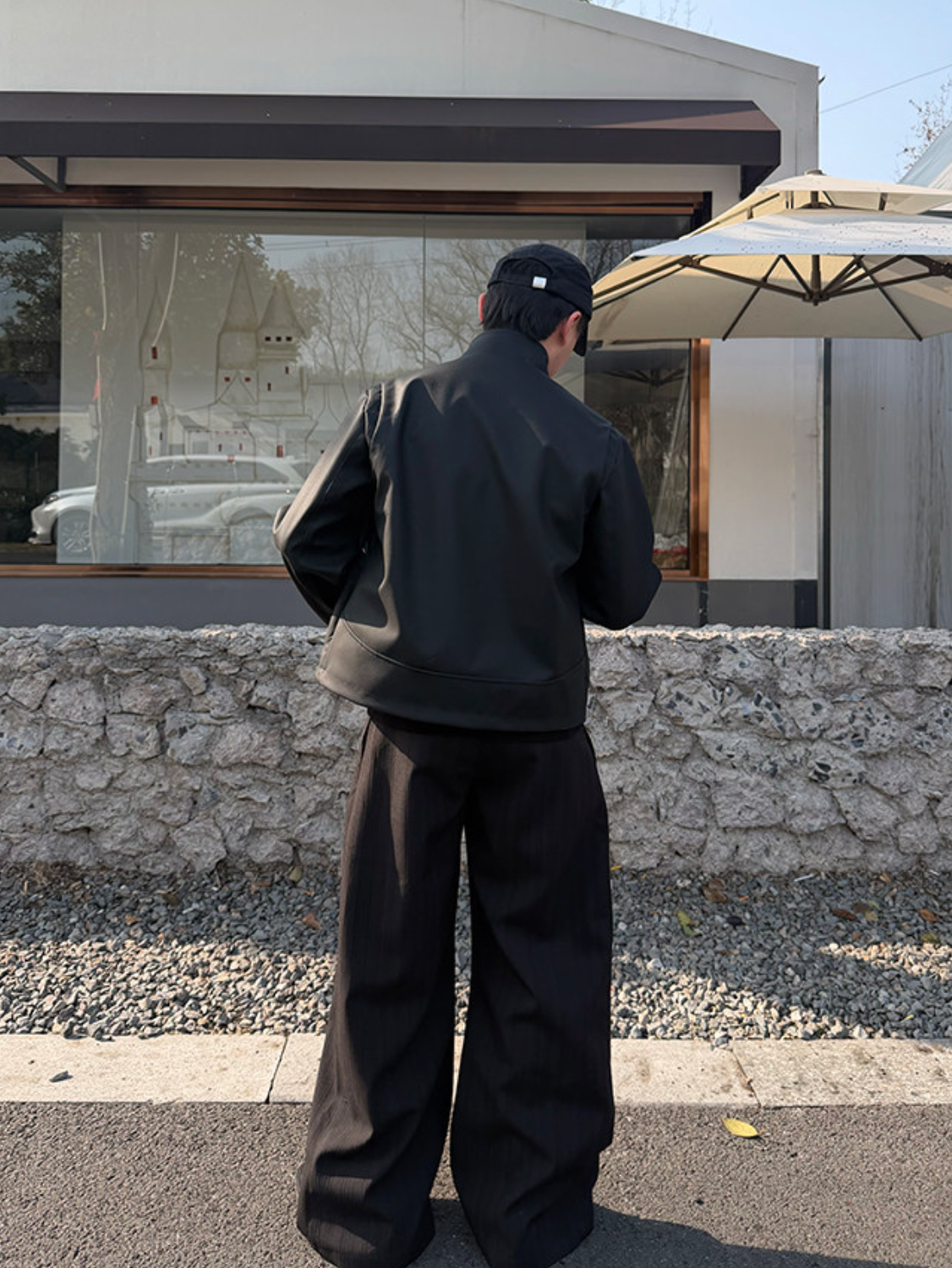 ピンストライプ ドレープワイドスラックス　N6805