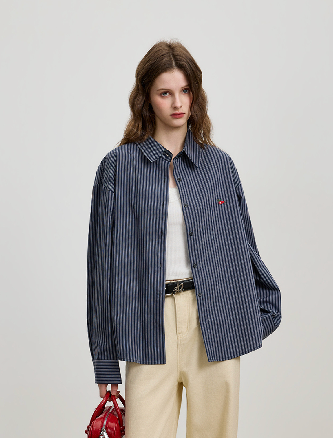 ストライプ オーバーサイズ シャツジャケット N6814