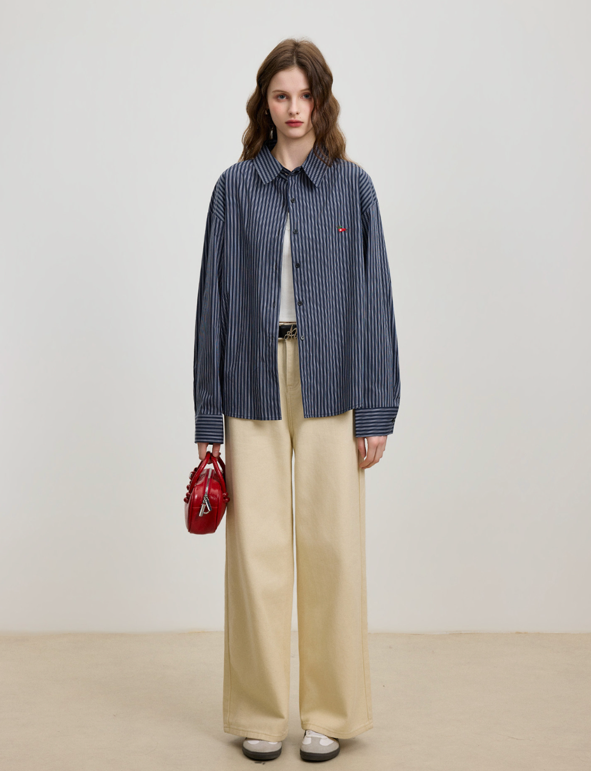 ストライプ オーバーサイズ シャツジャケット N6814