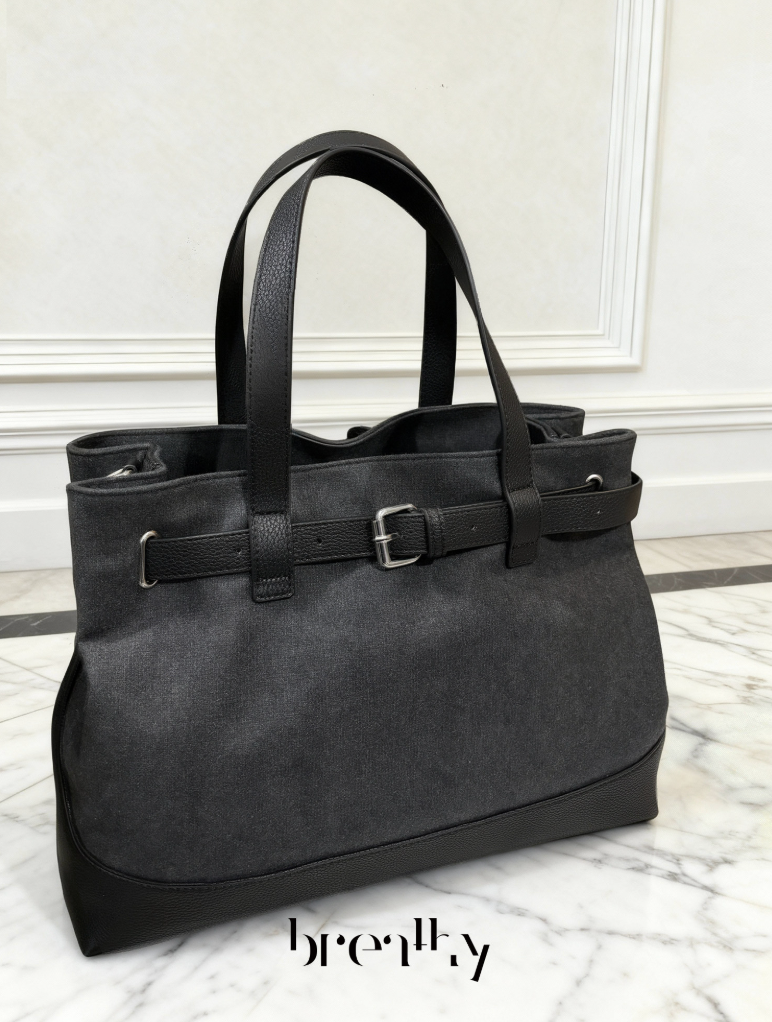 ウール×PUレザー バインディング 3wayトートバッグ　N6864