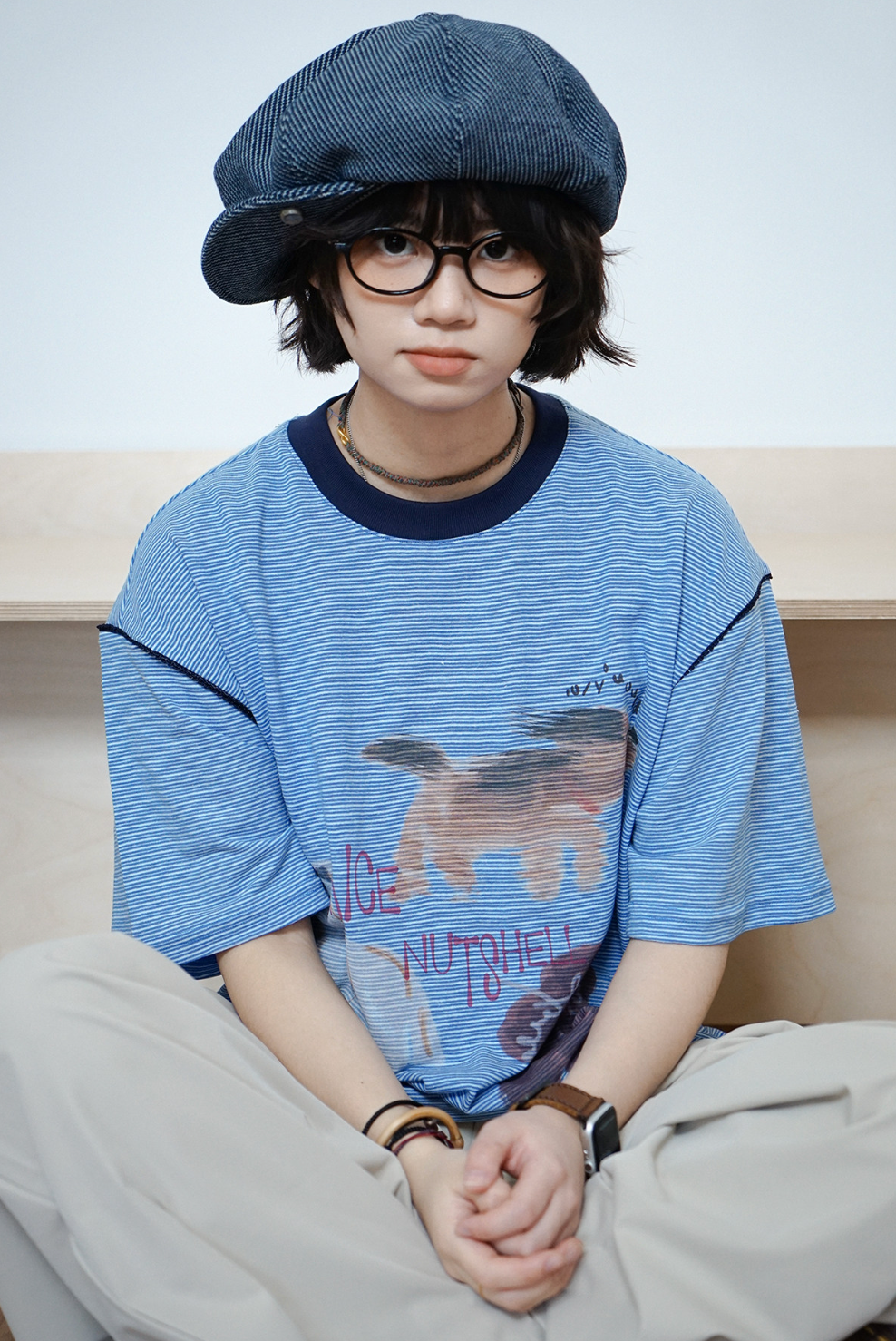 ボーダー アニマルグラフィック リンガーTシャツ N6866