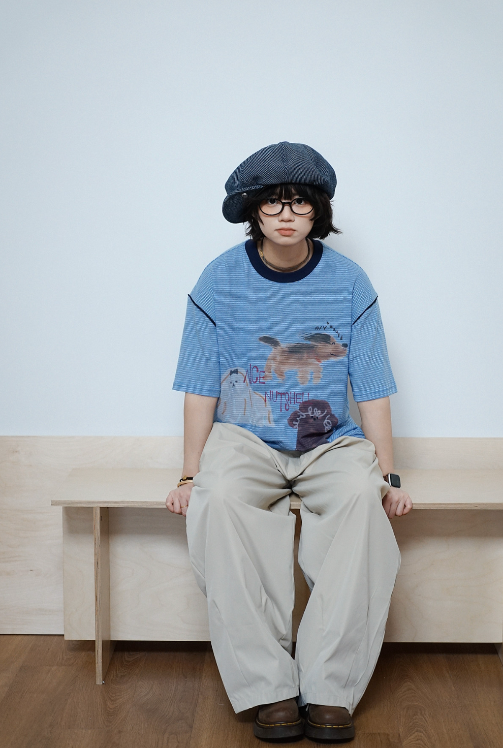 ボーダー アニマルグラフィック リンガーTシャツ N6866