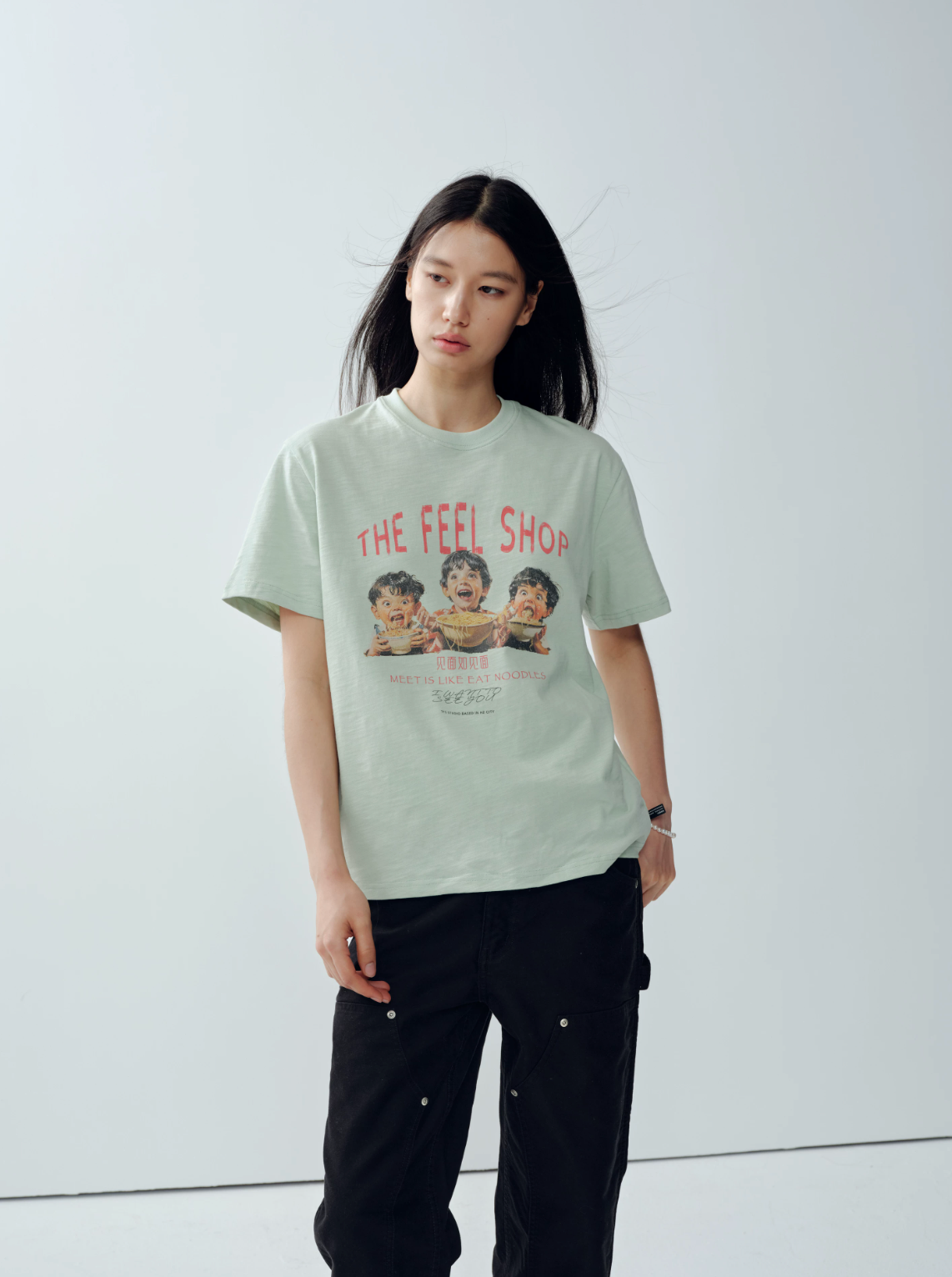 スラブコットン ヴィンテージプリント ヘビーTシャツ　N7024