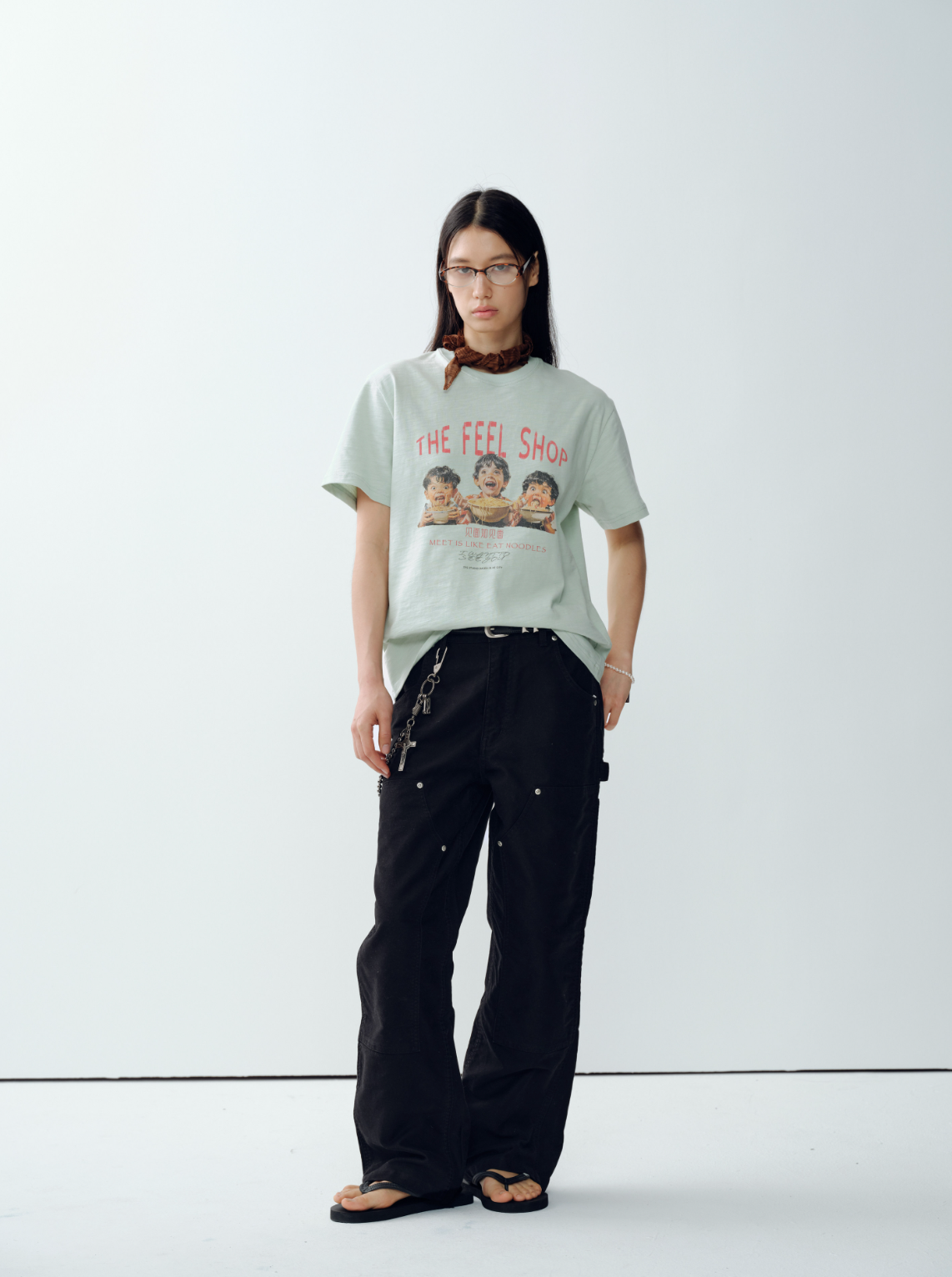 スラブコットン ヴィンテージプリント ヘビーTシャツ　N7024