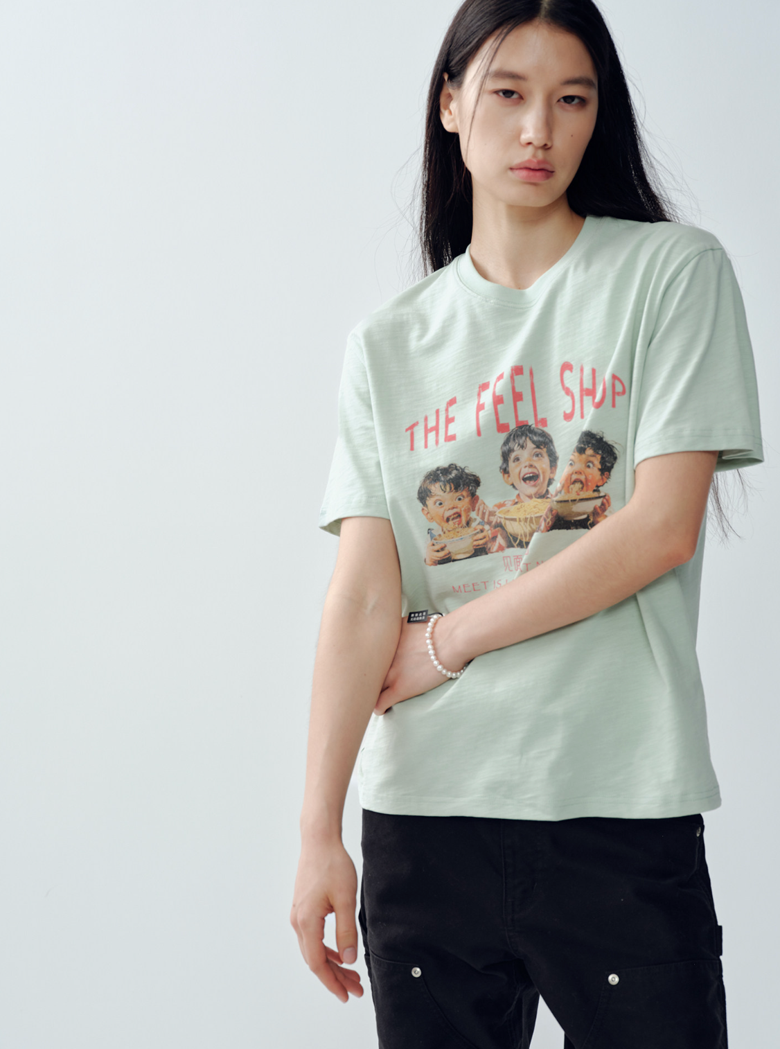 スラブコットン ヴィンテージプリント ヘビーTシャツ　N7024