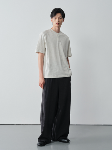 コットン100% ヘンリーネック リラックスTシャツ N7045