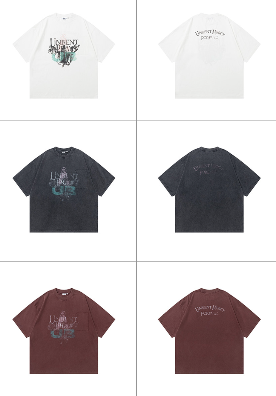 コットン300g サンドウォッシュ グラフィックTシャツ N7073