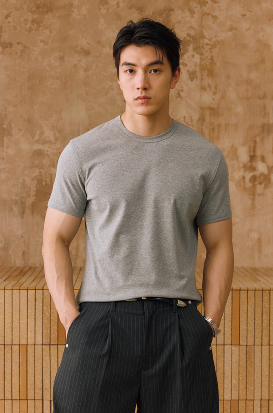 コットン涼感スクエアショルダーTシャツ N7115