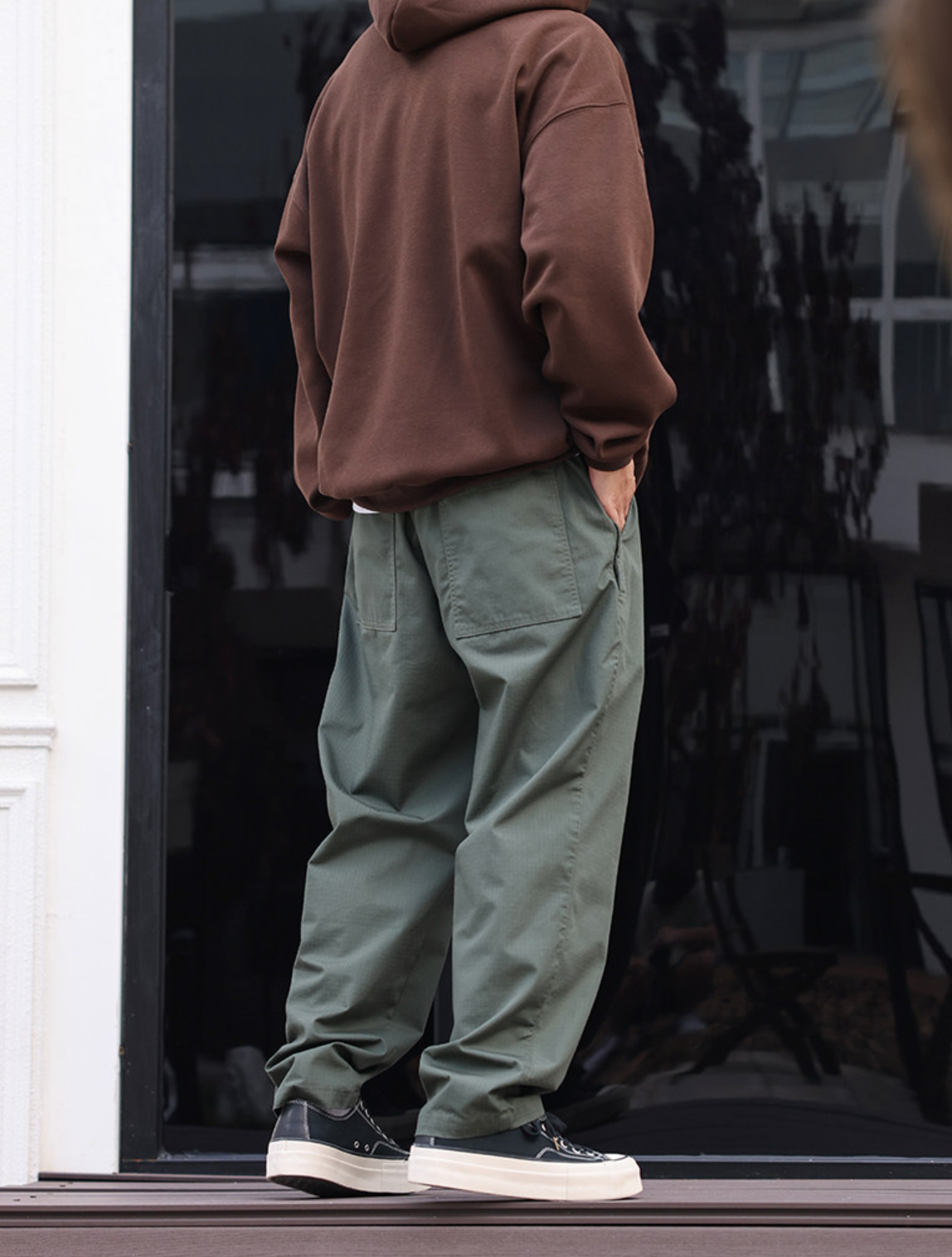 Military-Style Wide Tapered Work Pants N7132