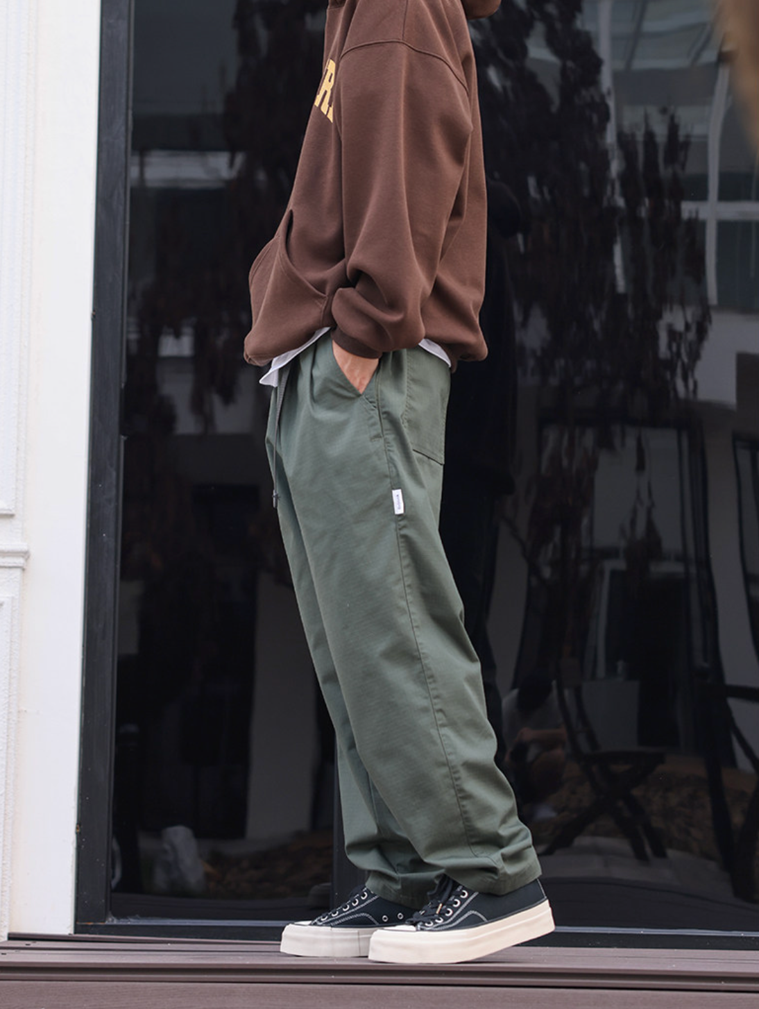 Military-Style Wide Tapered Work Pants N7132