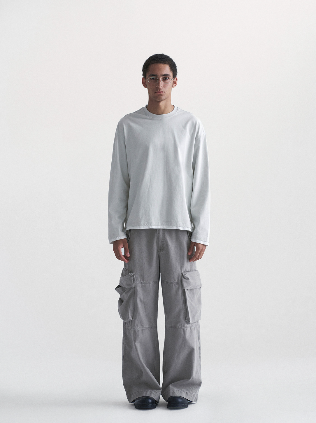 ヘビーコットン配色レイヤード長袖Tシャツ N7257