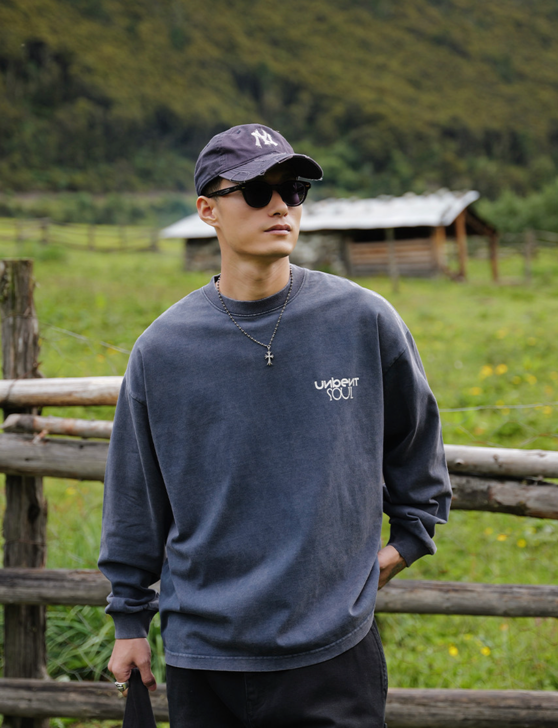 スプラッシュウォッシュグラフィックロングTシャツ N7298